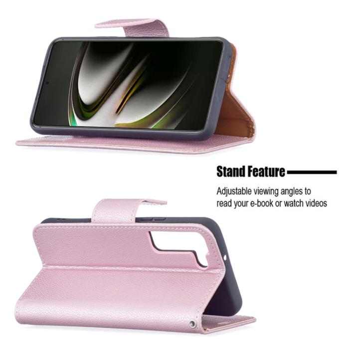 Bild 4,  Samsung Galaxy S22 Fodral Litchi Shark Roséguld
