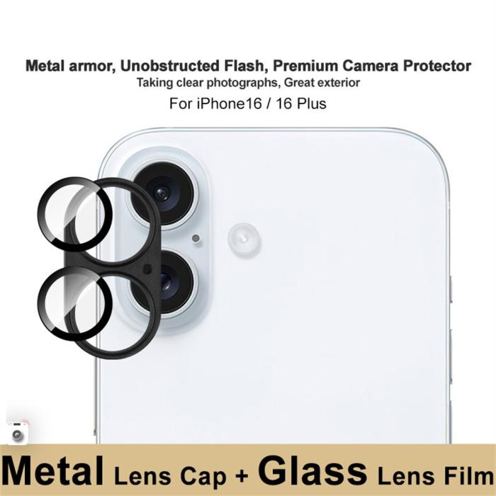 Bild 3, IMAK IMAK iPhone 16/16 Plus Linsskydd Svart