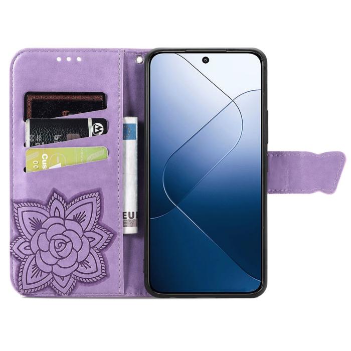 Bild 2,  Xiaomi 14T Fodral Med Fjäril Tryck Lila