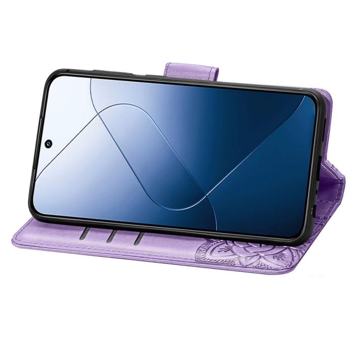 Bild 3,  Xiaomi 14T Fodral Med Fjäril Tryck Lila