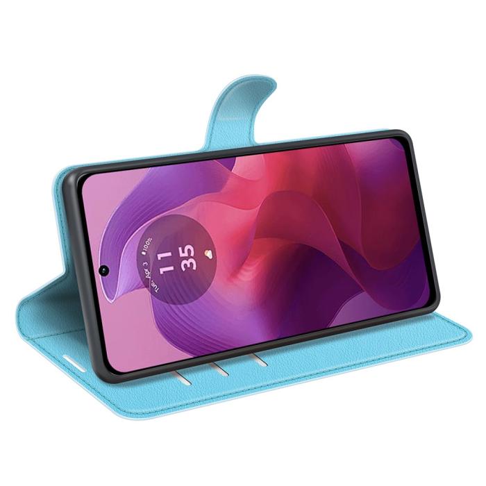 Bild 3,  Motorola Moto G04 4G/G24 4G Fodral Litchi Läder Ljus Blå