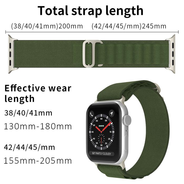 Bild 4, ColorPop Apple Watch 38/40/41/42 mm Armband Alpine Pro Loop Militär Grön
