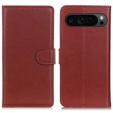  Google Pixel 10/10 Pro/9/9 Pro Fodral Litchi L&auml;der Brun