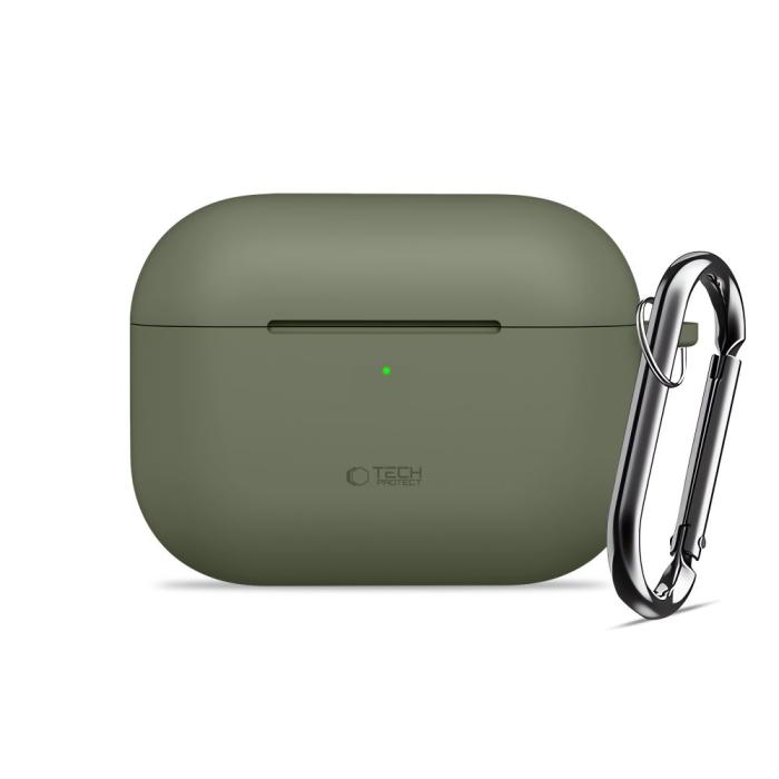Bild 2, Tech-Protect Tech-Protect AirPods Pro 3 Skal Silikon Hook Olive Green