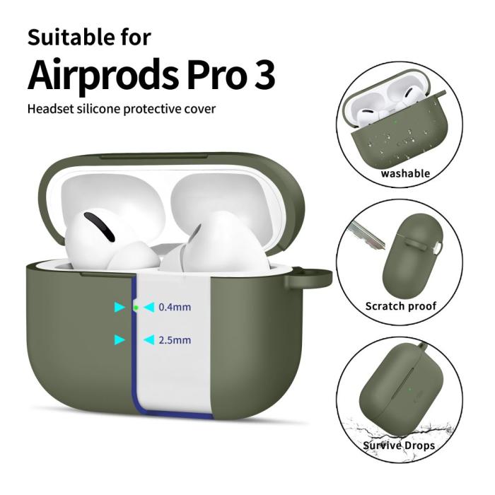 Bild 4, Tech-Protect Tech-Protect AirPods Pro 3 Skal Silikon Hook Olive Green