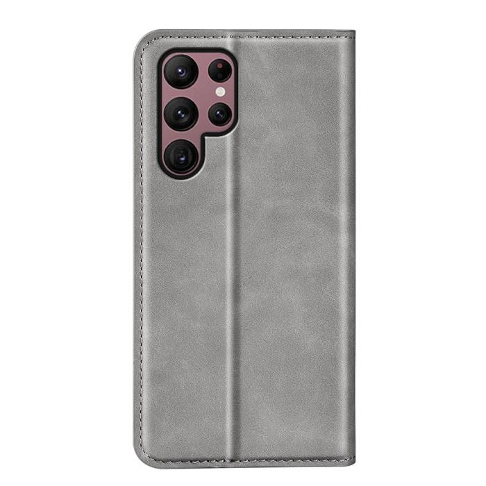 Bild 6,  Samsung Galaxy S23 Ultra Fodral Flip Skin Touch Grå