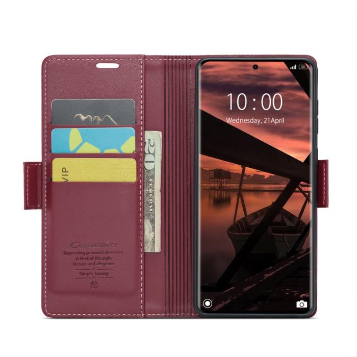 Bild 3, CASEME CASEME Redmi Note 14 Pro/Pro Plus 5G Fodral RFID Läder Röd