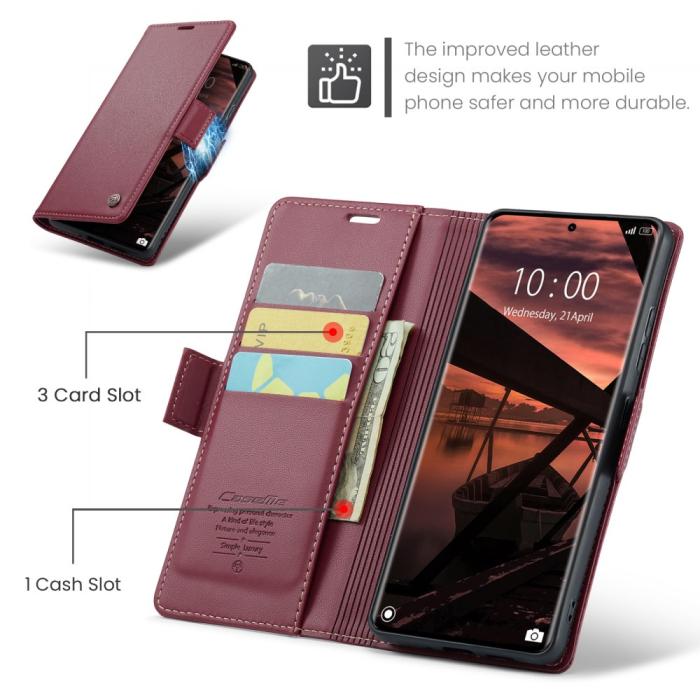 Bild 6, CASEME CASEME Redmi Note 14 Pro/Pro Plus 5G Fodral RFID Läder Röd
