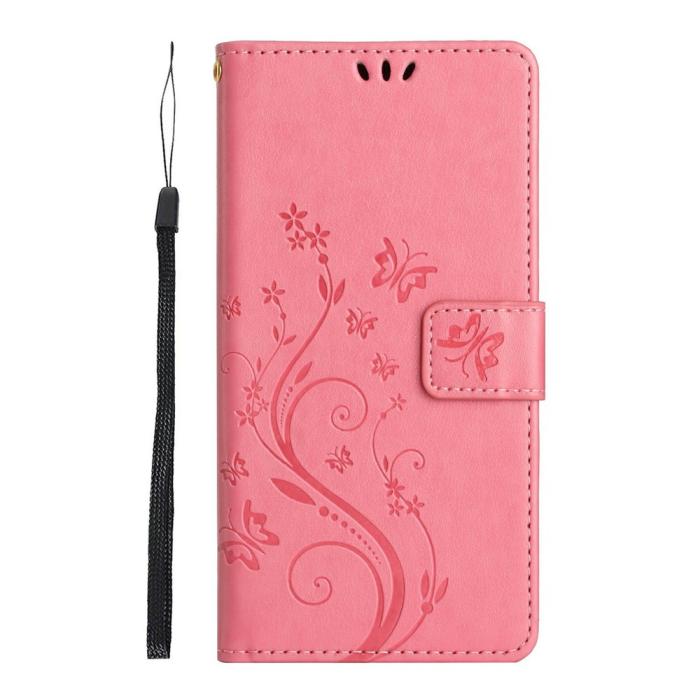 Bild 5,  Samsung Galaxy A27 5G Fodral Blommor/Fjärilar Rosa