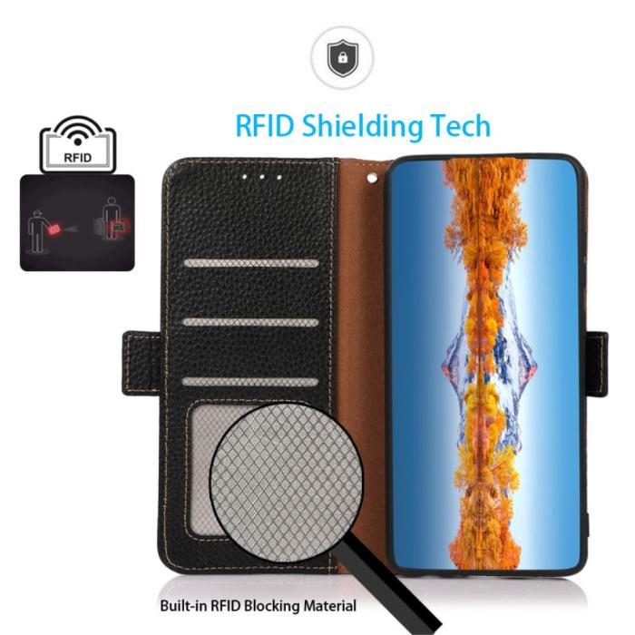 Bild 2, KHAZNEH KHAZNEH Xiaomi 14 Ultra Fodral RFID Litchi Äkta Läder Svart