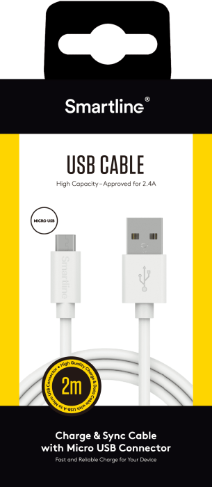 Bild 6, Smartline Smartline 2m Micro USB Laddningskabel Vit