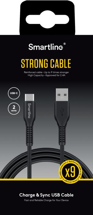 Bild 6, Smartline Smartline 2m 3A USB-C Nylon Laddningskabel Svart