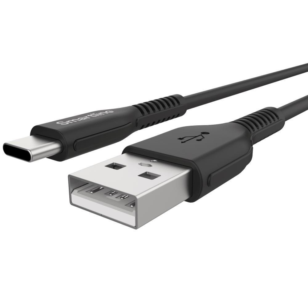 Smartline Smartline 2m 3A USB-C Nylon Laddningskabel Svart