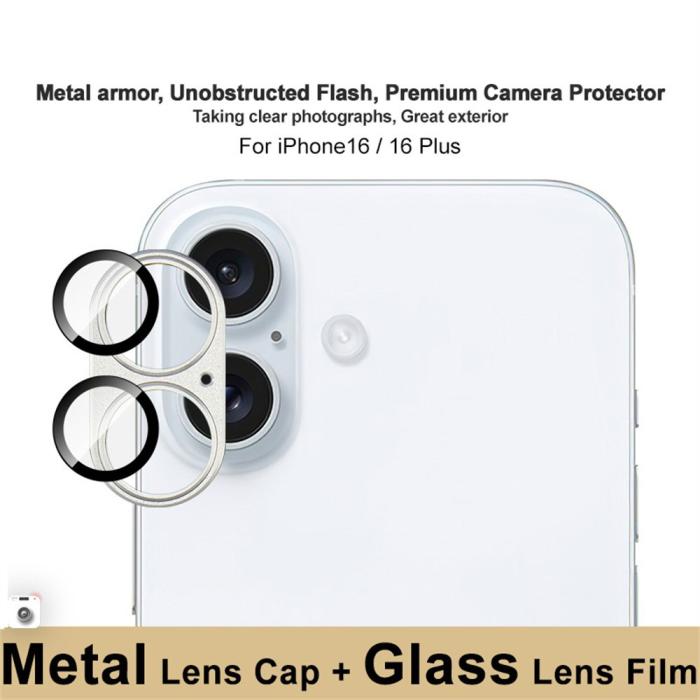 Bild 3, IMAK IMAK iPhone 16/16 Plus Linsskydd Silver