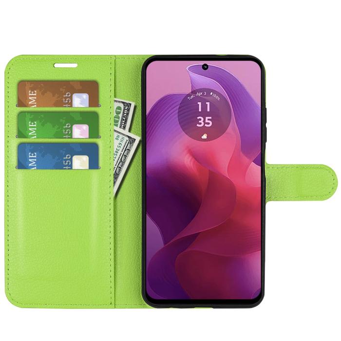 Bild 2,  Motorola Moto G04 4G/G24 4G Fodral Litchi Läder Grön