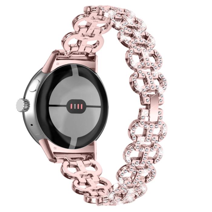 Bild 3,  Google Pixel Watch/Pixel Watch 2 Metal Bling Armband Roséguld