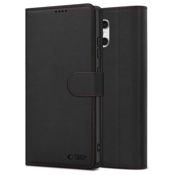 Bild 3, Tech-Protect Tech-Protect Galaxy A57 5G Fodral Läder Svart / Röd