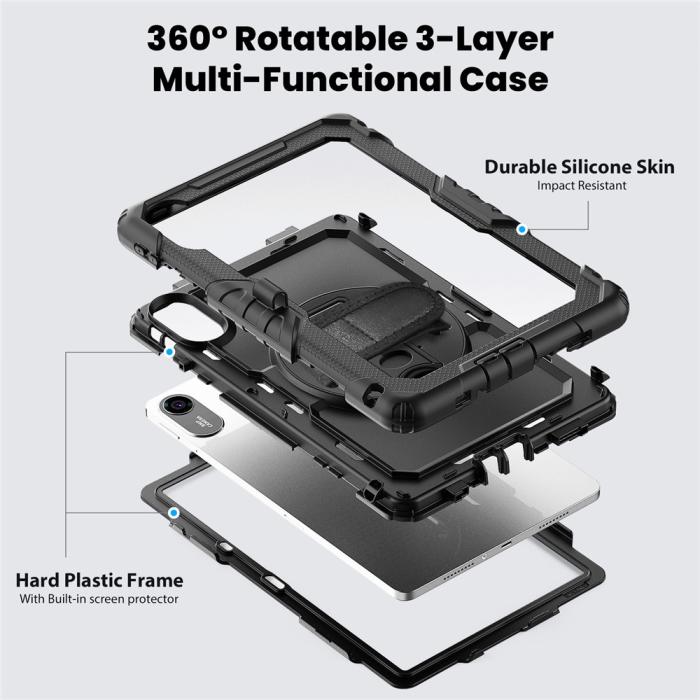 Bild 4,  Xiaomi Redmi Pad 2 Skal 360° Kickstand Med Strap Svart