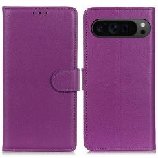  Google Pixel 10/10 Pro/9/9 Pro Fodral Litchi L&auml;der Lila