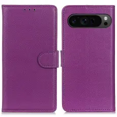  Google Pixel 10/10 Pro/9/9 Pro Fodral Litchi L&auml;der Lila