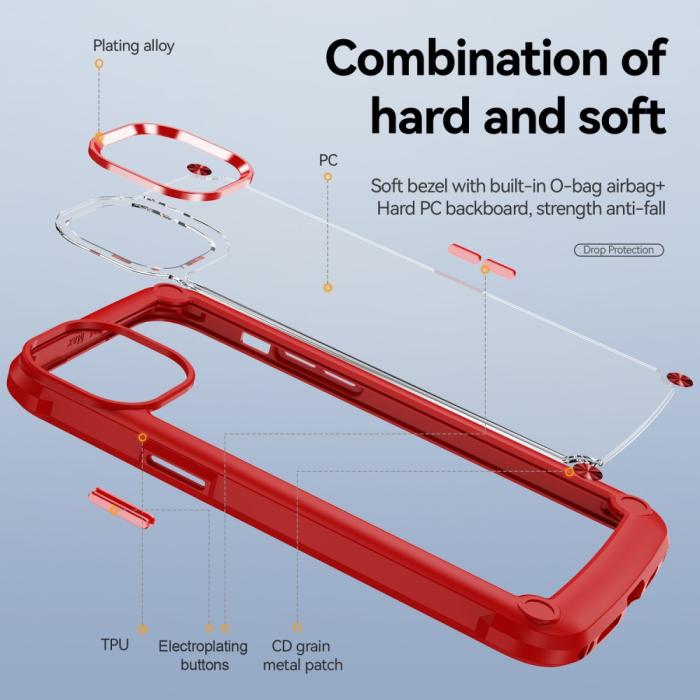 Bild 3,  iPhone 15 Plus Skal Shockproof Hybrid Armor Röd