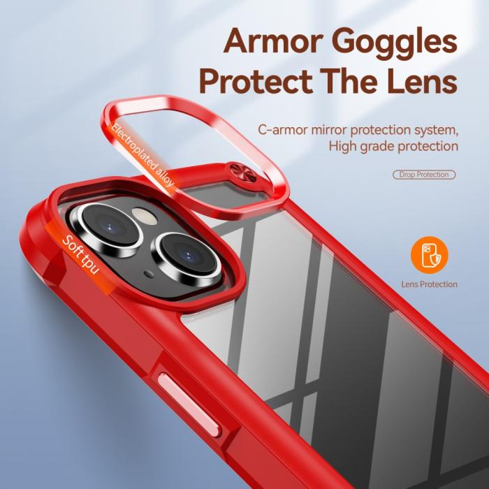 Bild 6,  iPhone 15 Plus Skal Shockproof Hybrid Armor Röd