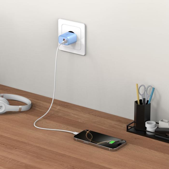 Bild 6, Tech-Protect Tech-Protect 20W Väggladdare PD QC3.0 USB-C / USB-A Baby Blue