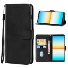  Sony Xperia 10 IV Fodral Solid L&auml;der Svart