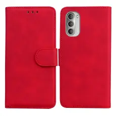  Motorola Moto G51 Fodral Skin Touch L&auml;der R&ouml;d