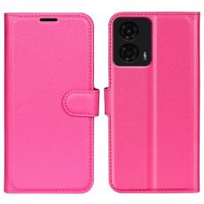  Motorola Moto G04 4G/G24 4G Fodral Litchi L&auml;der Rosa
