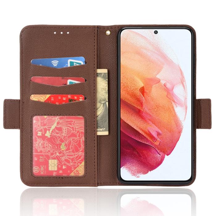 Bild 4,  Samsung Galaxy S22 Plus Fodral Litchi Textur Brun