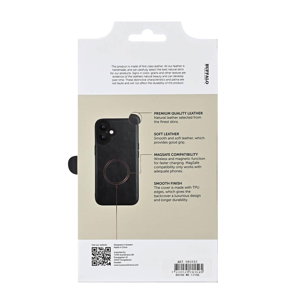 Buffalo Buffalo iPhone 16 Plus Skal MagSafe Äkta Läder Svart