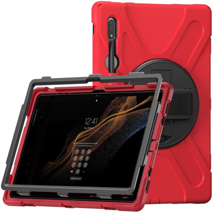 Bild 2,  Galaxy Tab S8 Ultra Skal X-Shape Shockproof Kickstand