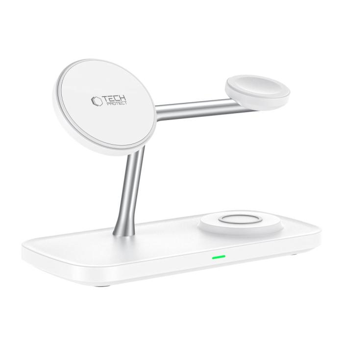 Bild 3, Tech-Protect Tech-Protect 3in1 15W Trådlös Magnetisk MagSafe Laddare Vit