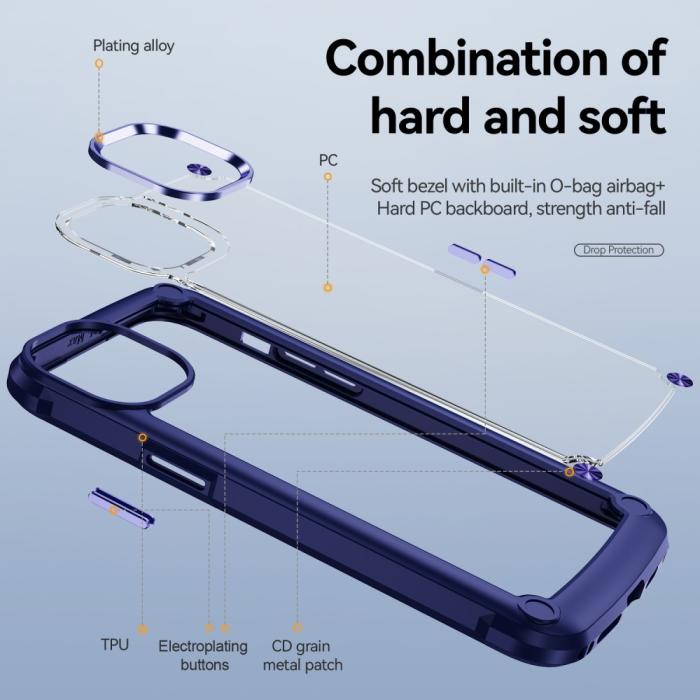 Bild 3,  iPhone 15 Plus Skal Shockproof Hybrid Armor Blå