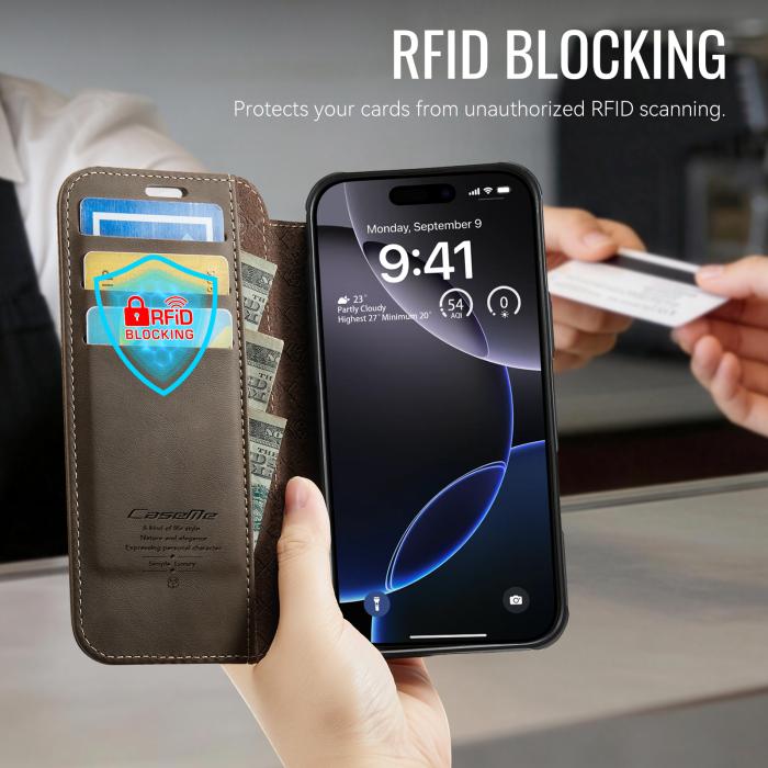 Bild 4, CASEME CASEME iPhone 16 Pro Skal RFID Plånbok Brun