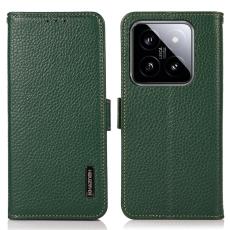 KHAZNEH KHAZNEH Xiaomi 14 Ultra Fodral RFID Litchi &Auml;kta L&auml;der Gr&ouml;n