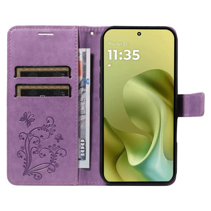 Bild 2,  Motorola Moto G86 Power/G86 5G Fodral Fjäril Tryck Lila