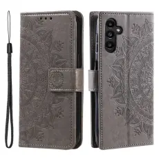  Samsung Galaxy A35 5G Fodral Mandala L&auml;der Gr&aring;