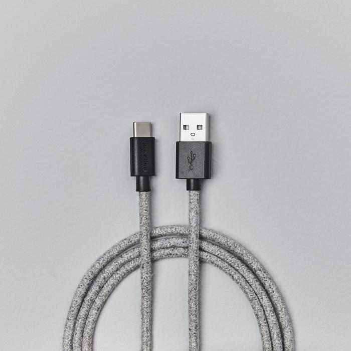 Bild 5, Smartline Smartline 2m 3A USB-C Fuzzy Laddningskabel Grå