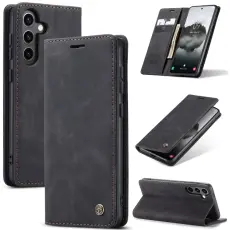 CASEME CASEME Galaxy S25 Fodral Flip Retro L&auml;der Svart