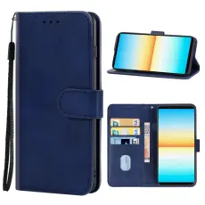  Sony Xperia 10 IV Fodral Solid L&auml;der Bl&aring;
