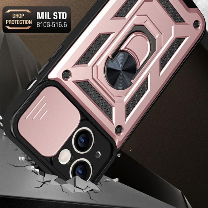 Bild 2,  iPhone 14 Skal Armor Hybrid Ring CamShield Roséguld
