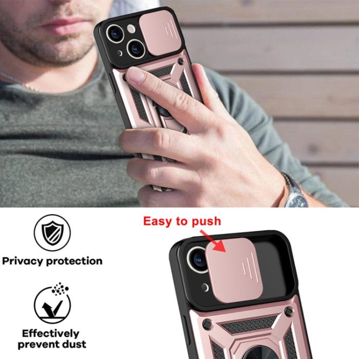 Bild 4,  iPhone 14 Skal Armor Hybrid Ring CamShield Roséguld