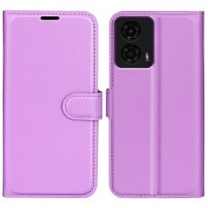  Motorola Moto G04 4G/G24 4G Fodral Litchi L&auml;der Lila