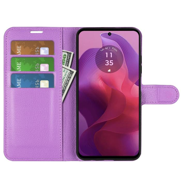Bild 2,  Motorola Moto G04 4G/G24 4G Fodral Litchi Läder Lila