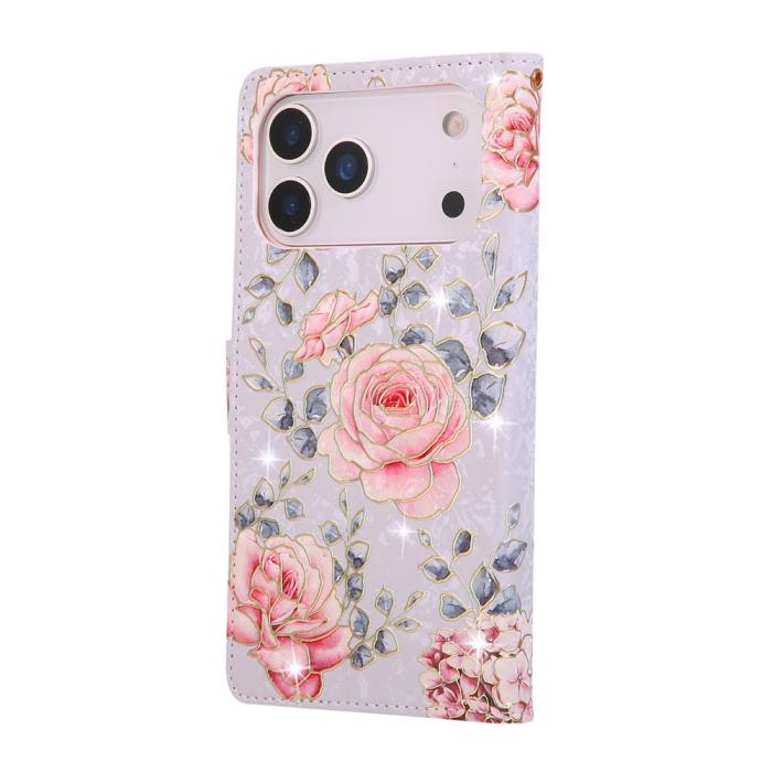 Bild 6,  iPhone 17 Pro Max Fodral RFID Läder Rosa Blommor