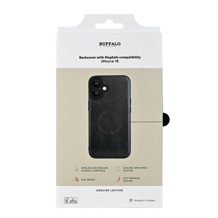 Bild 4, Buffalo Buffalo iPhone 16 Skal MagSafe Äkta Läder Svart