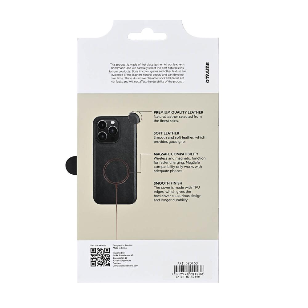 Buffalo Buffalo iPhone 16 Pro Skal MagSafe Äkta Läder Svart