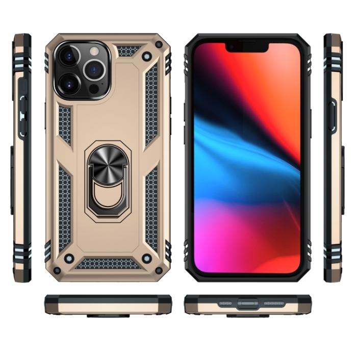 Bild 3,  iPhone 14 Pro Max Skal Shockproof Hybrid Ring Guld